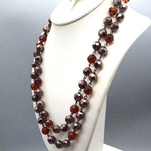Autumn Colors Faceted Crystal Necklace, Muted Sparkle in Orange and Brown Beads